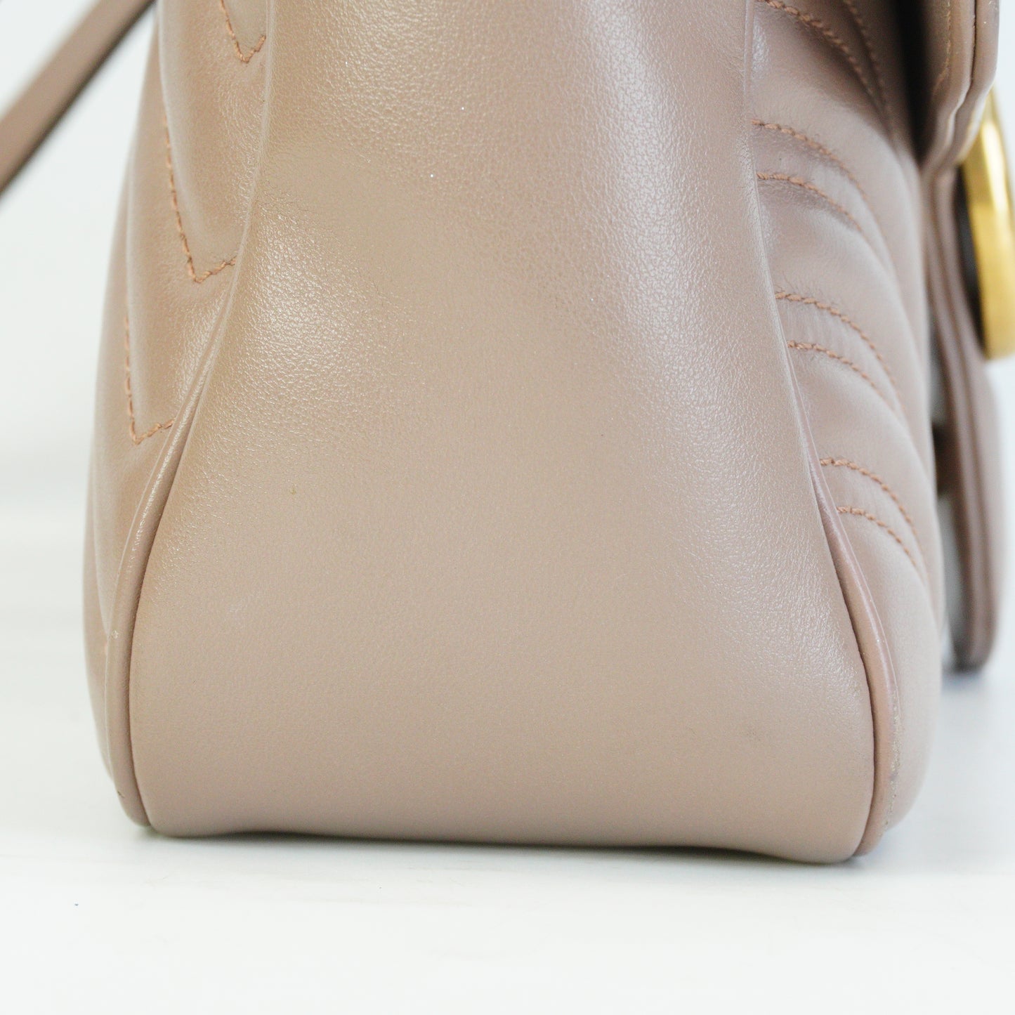 Gucci GG Marmont Matelasse Shoulder Bag Beige Small GHW