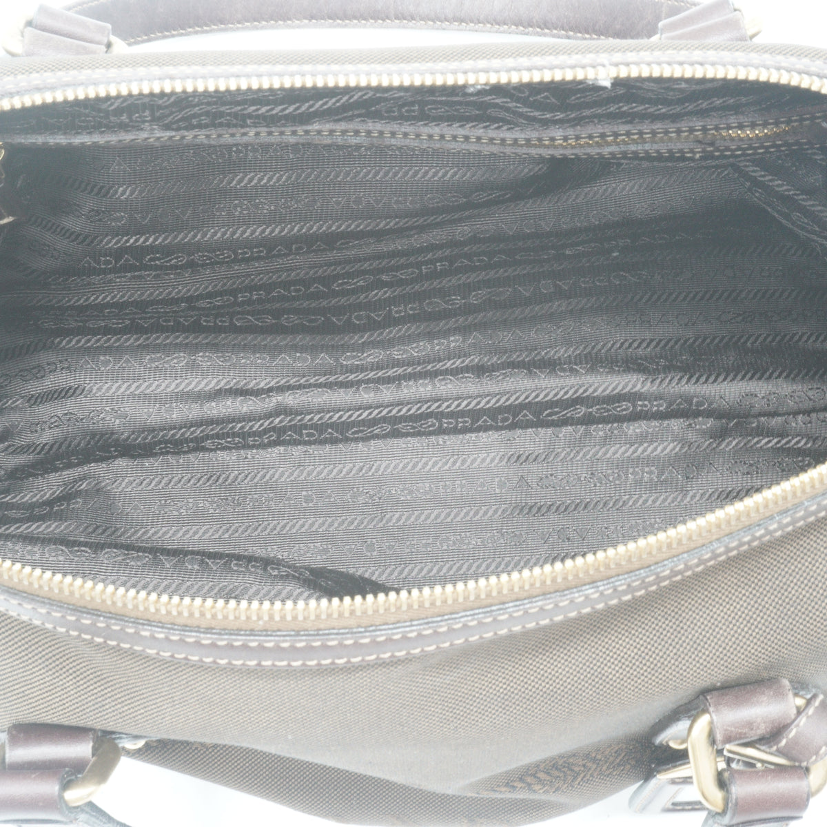 Prada	Jacquard Bauletto Dark Brown Medium GHW