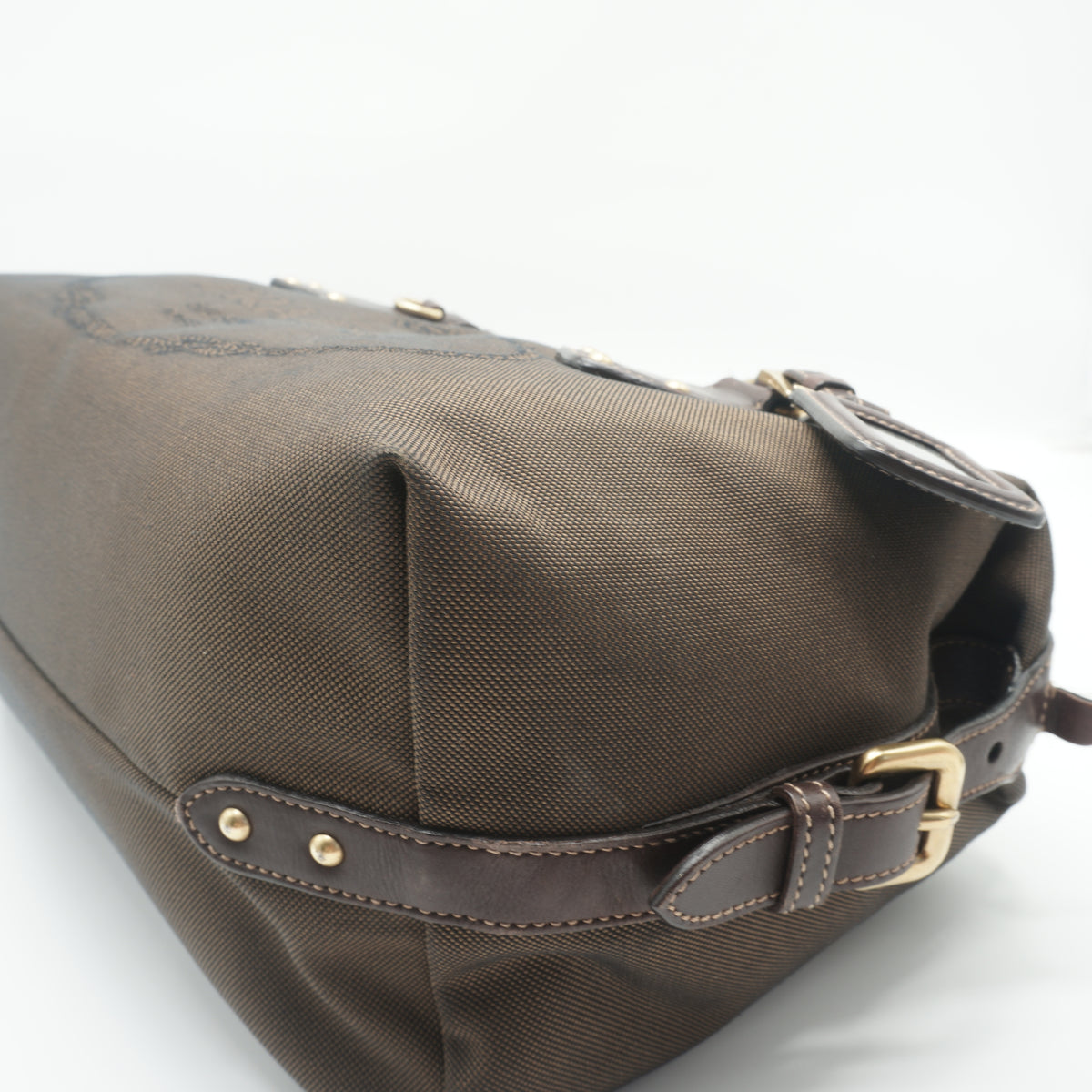 Prada	Jacquard Bauletto Dark Brown Medium GHW