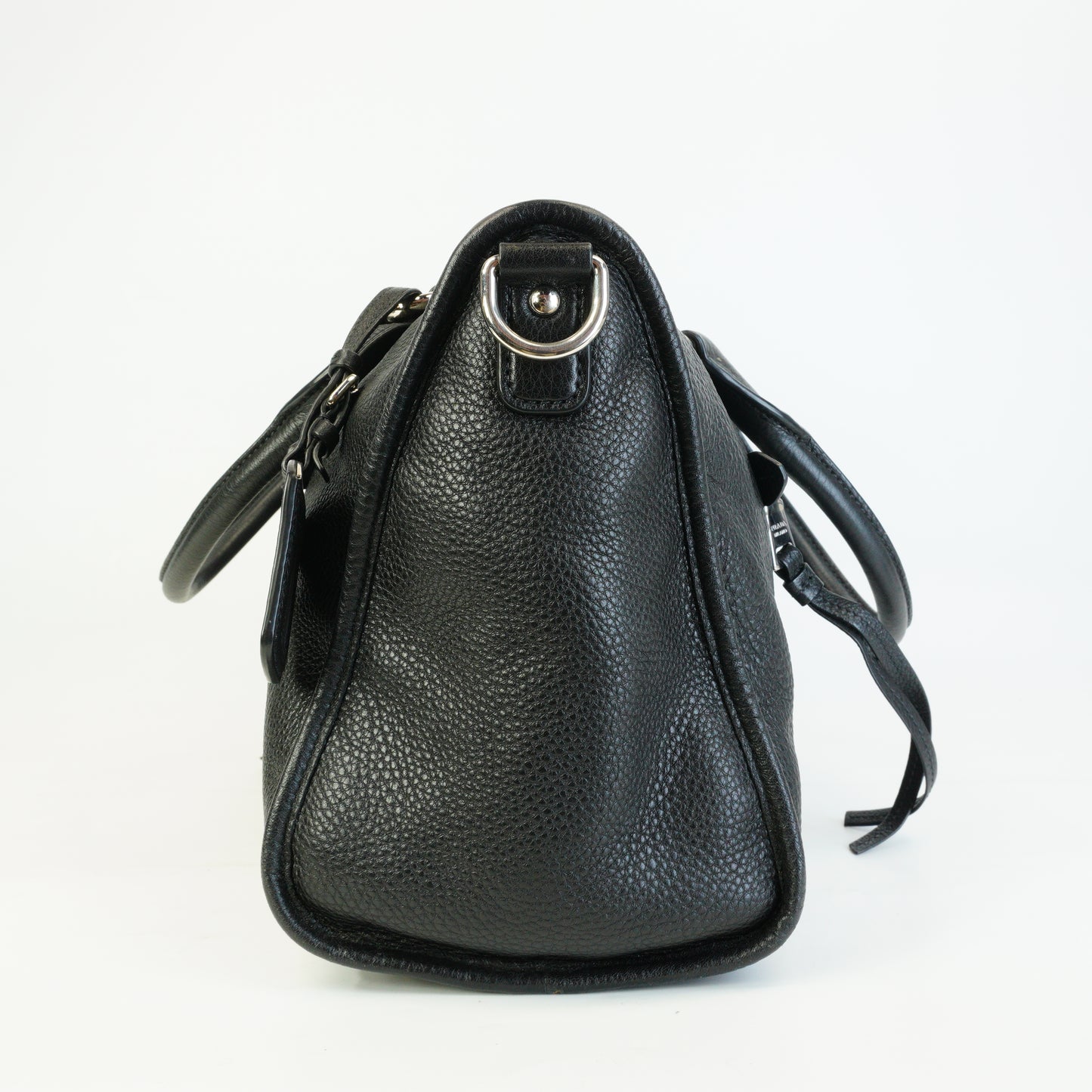 Prada Vitello Phenix Leather Zip Satchel Large Black SHW