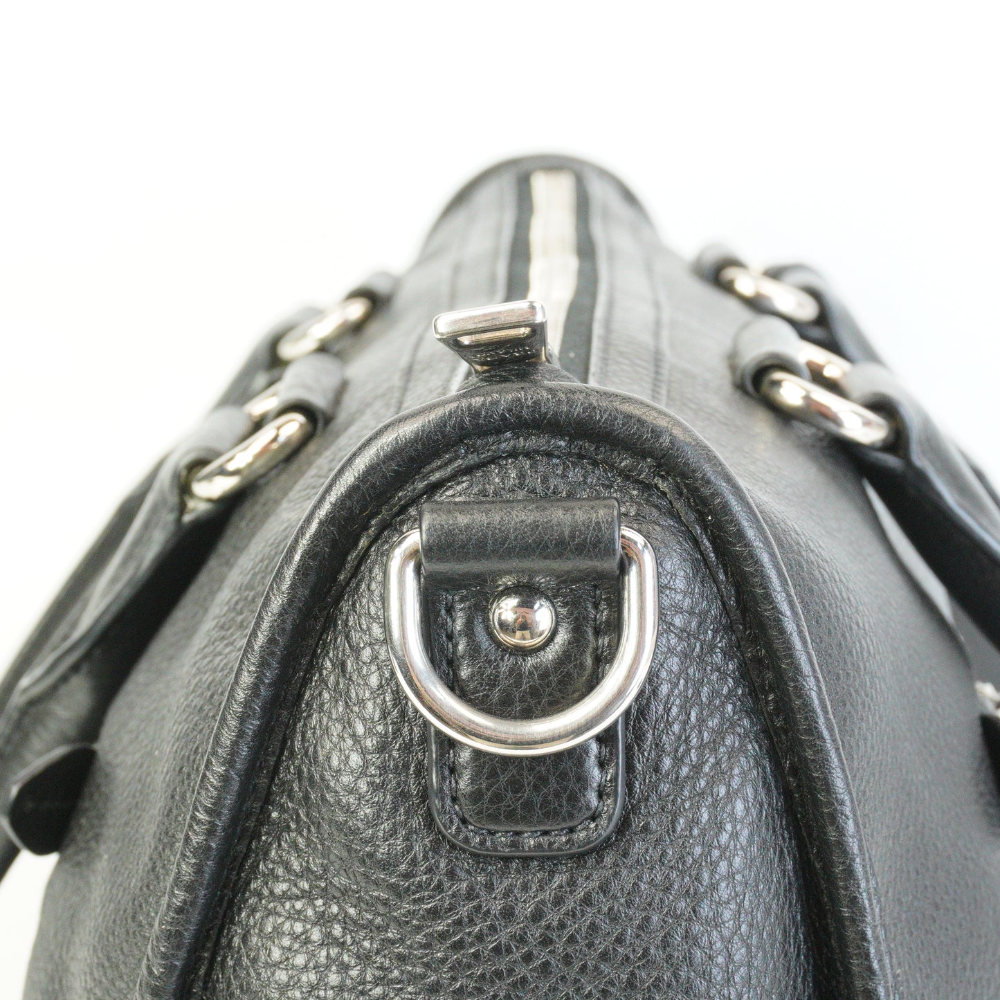 Prada Vitello Phenix Leather Zip Satchel Large Black SHW