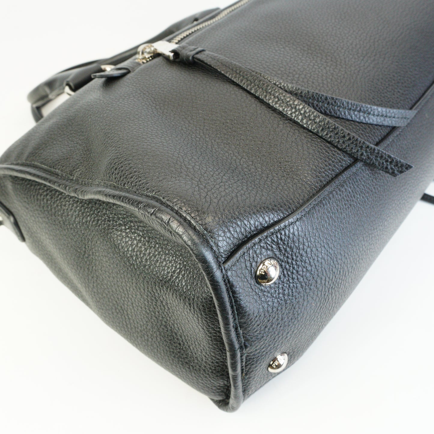 Prada Vitello Phenix Leather Zip Satchel Large Black SHW