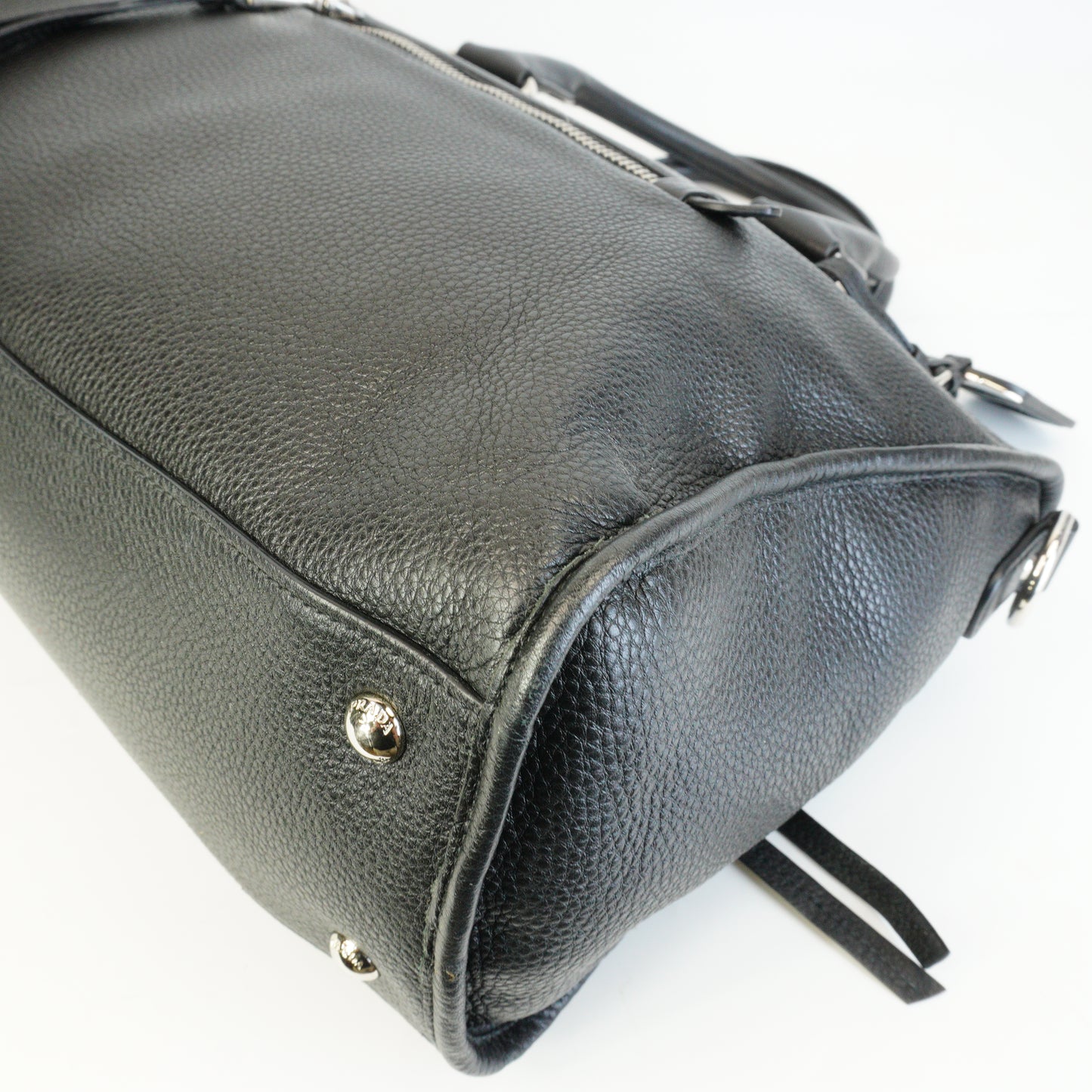 Prada Vitello Phenix Leather Zip Satchel Large Black SHW