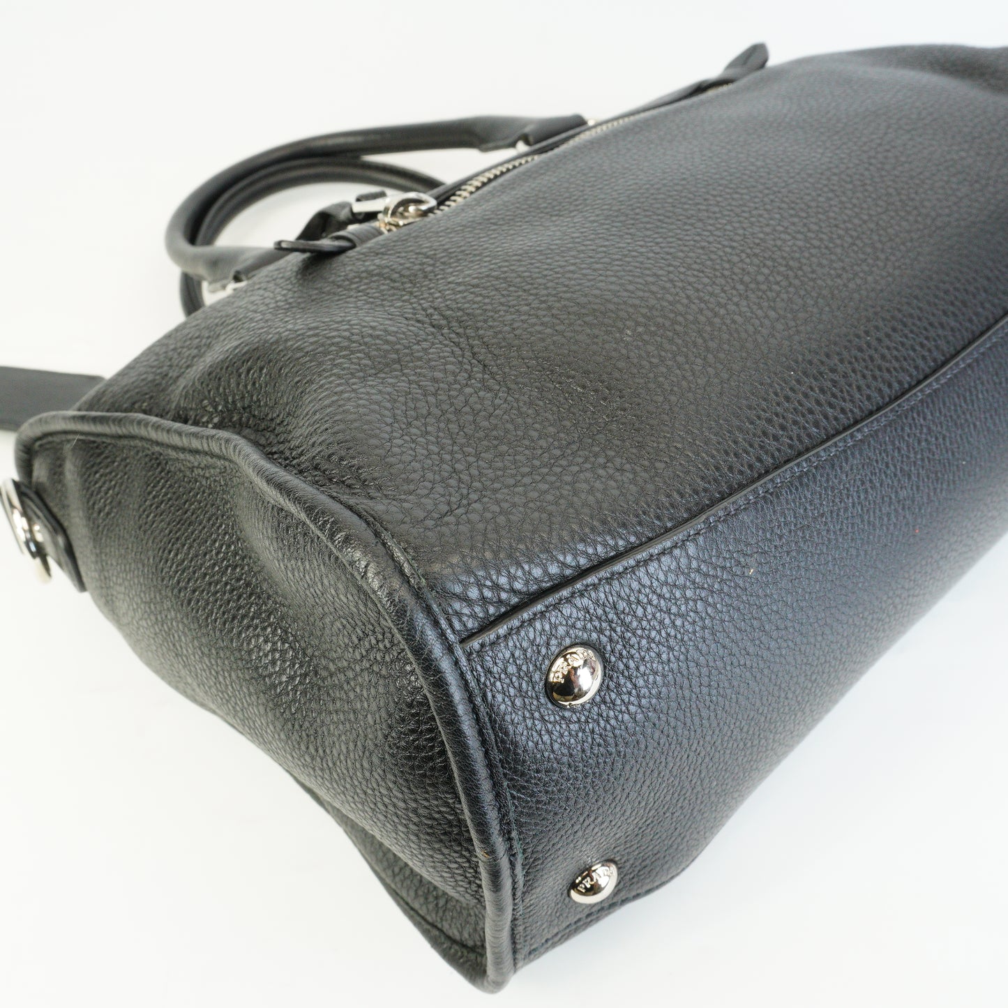 Prada Vitello Phenix Leather Zip Satchel Large Black SHW