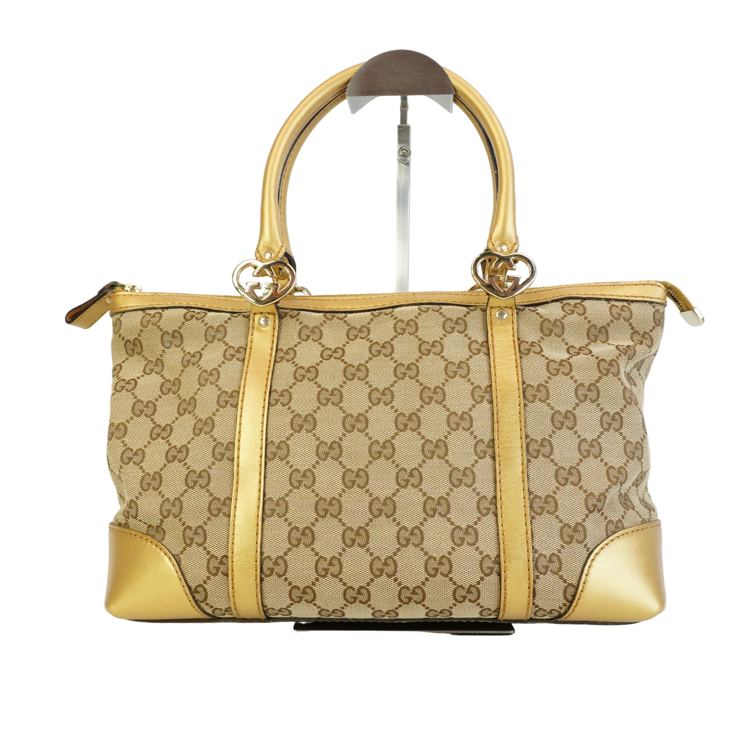 Gucci GG Canvas Lovely Heart Tote Small Gold Trims GHW