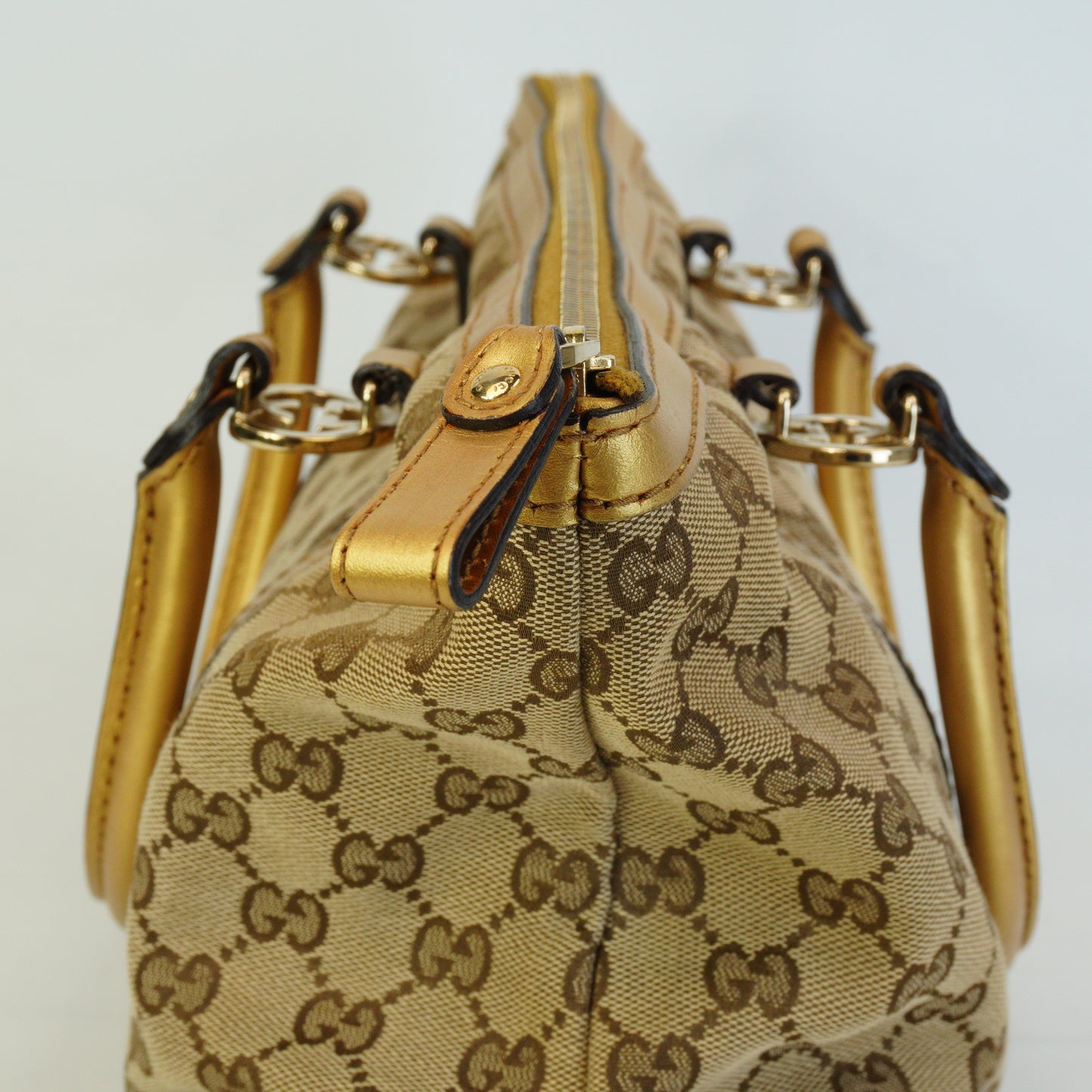 Gucci GG Canvas Lovely Heart Tote Small Gold Trims GHW