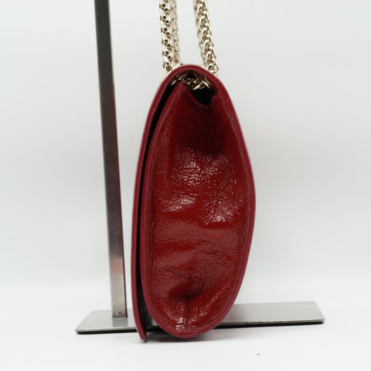 YSL	Belle De Jour Clutch in Chain Red Patent Medium GHW