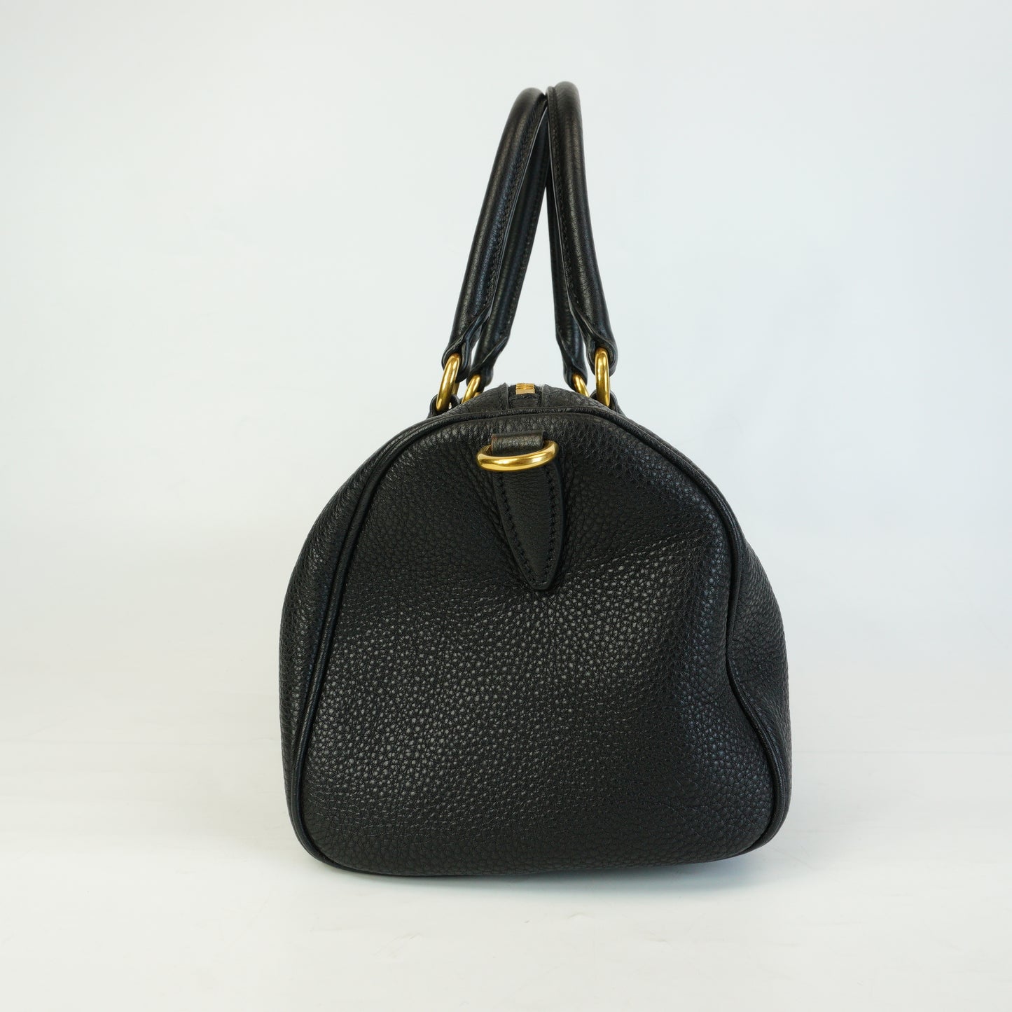 Prada Vitello Phenix Leather Bauletto Boston Medium Black GHW