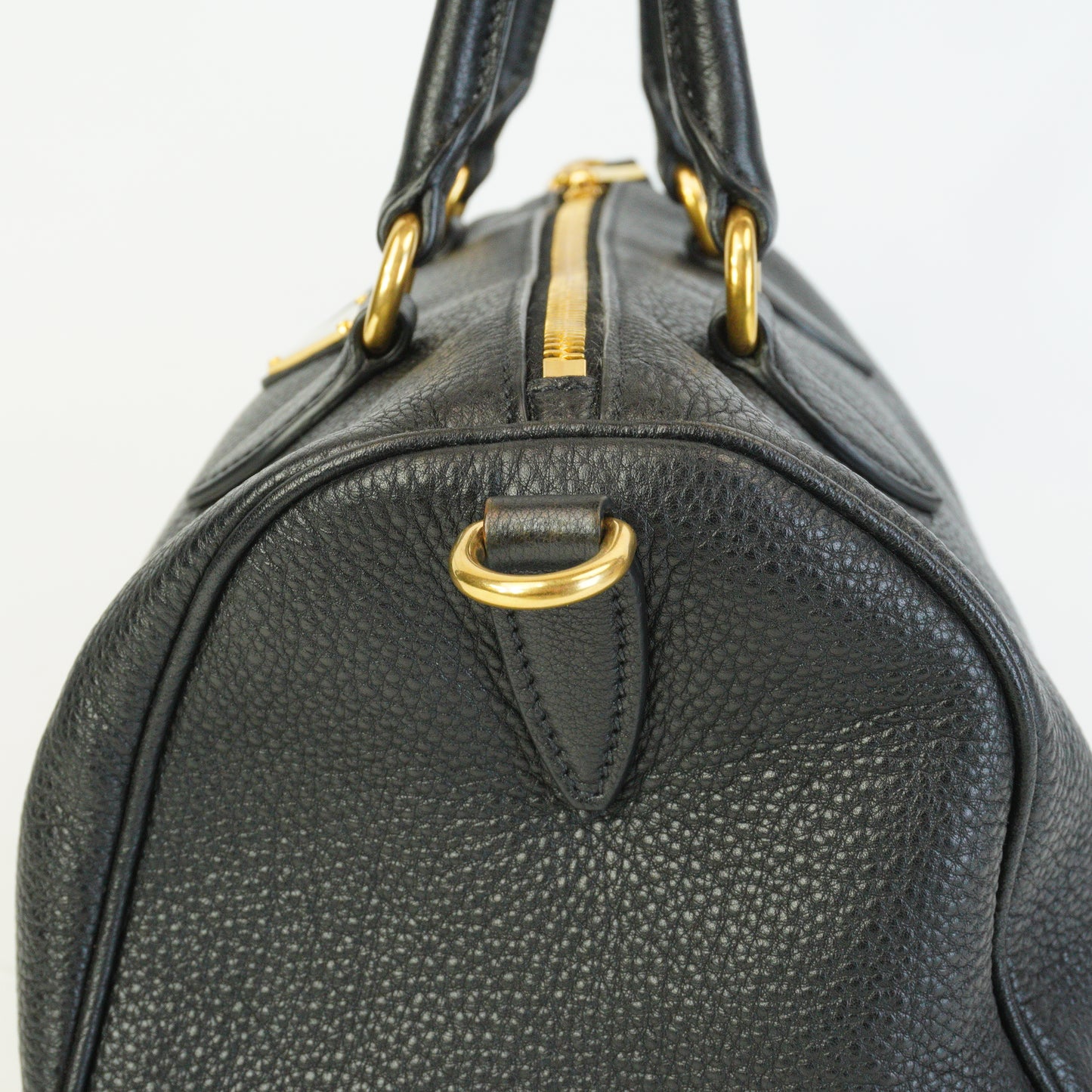 Prada Vitello Phenix Leather Bauletto Boston Medium Black GHW