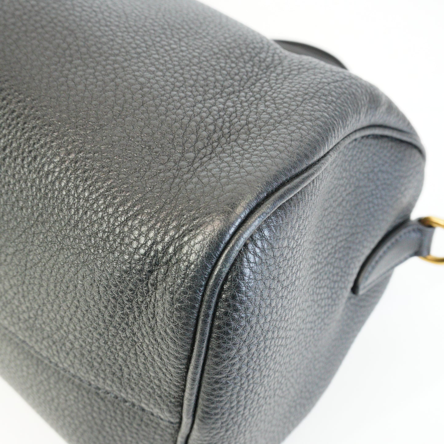 Prada Vitello Phenix Leather Bauletto Boston Medium Black GHW