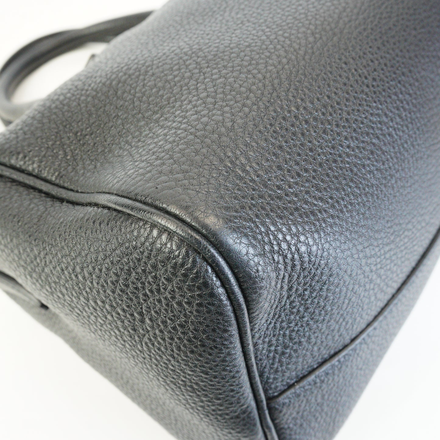 Prada Vitello Phenix Leather Bauletto Boston Medium Black GHW