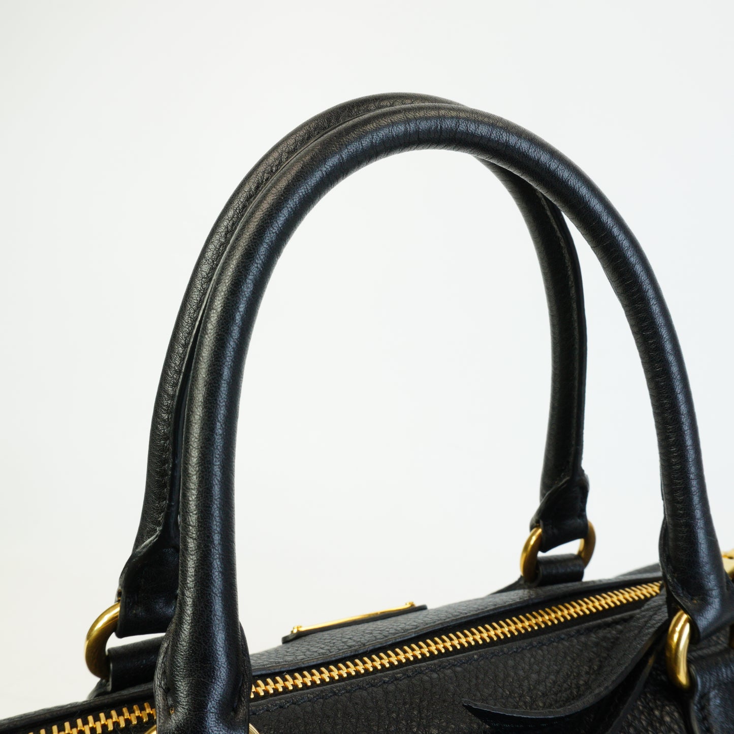 Prada Vitello Phenix Leather Bauletto Boston Medium Black GHW