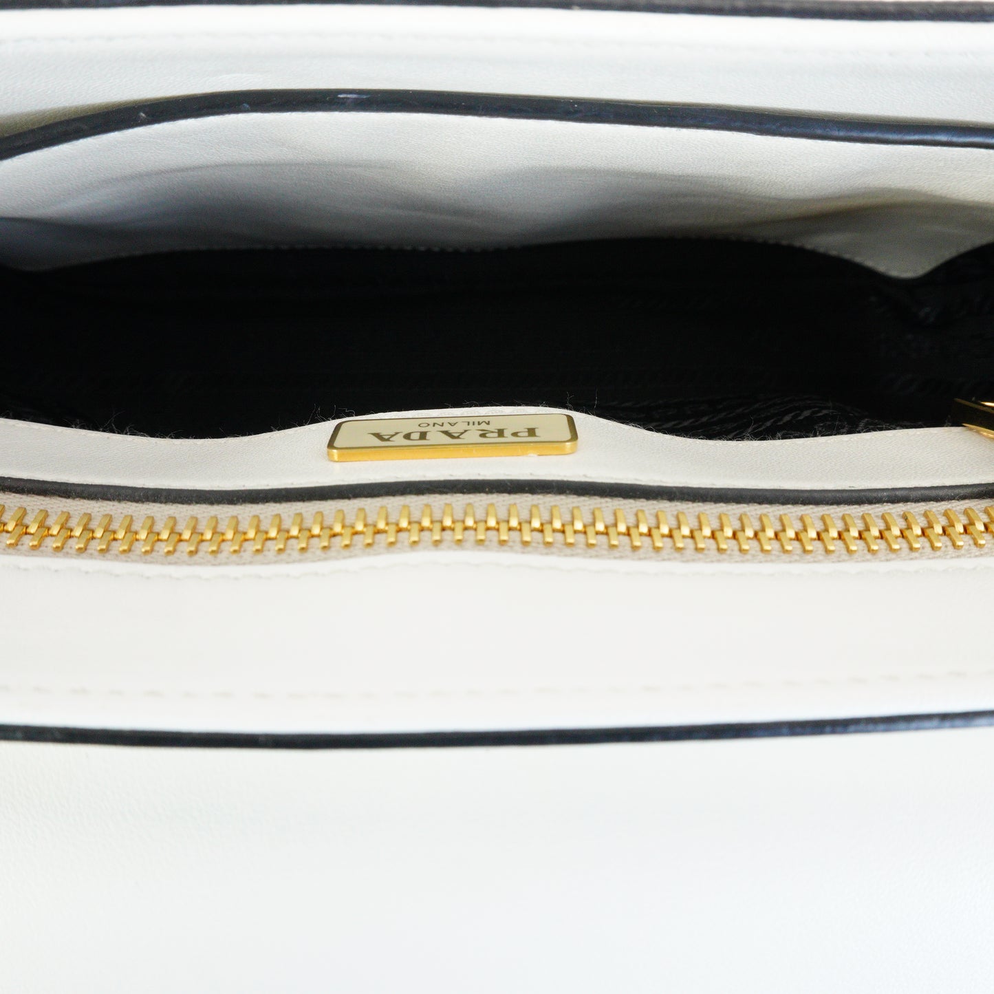 Prada Pionnière Saddle Crossbody Small White GHW