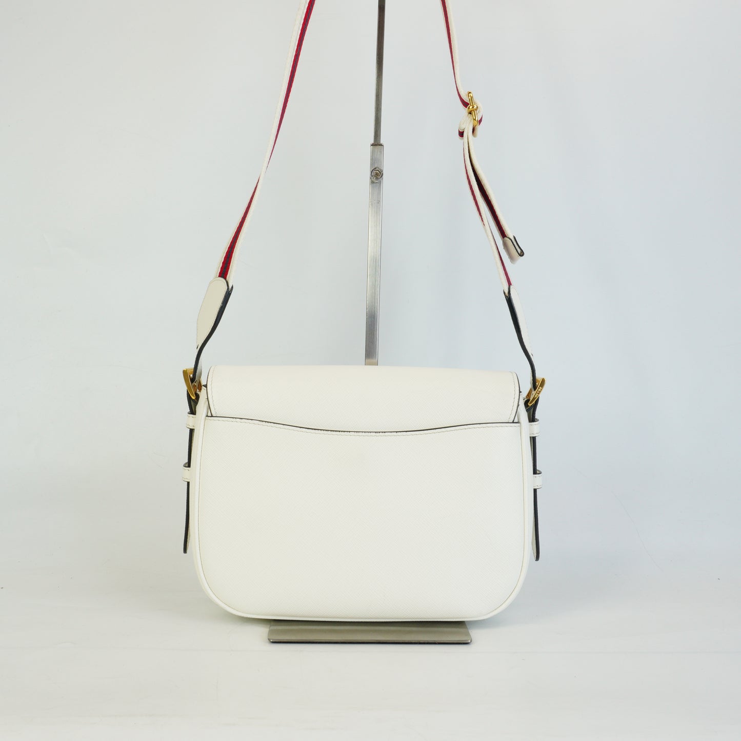 Prada Pionnière Saddle Crossbody Small White GHW