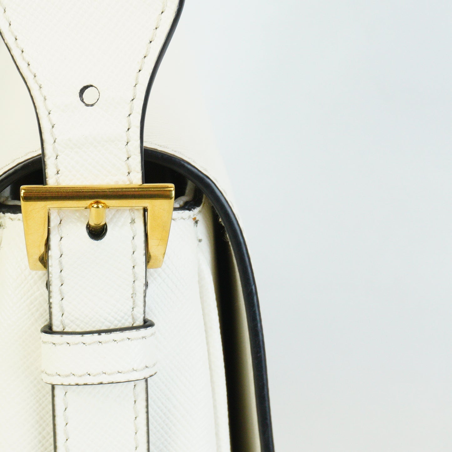 Prada Pionnière Saddle Crossbody Small White GHW