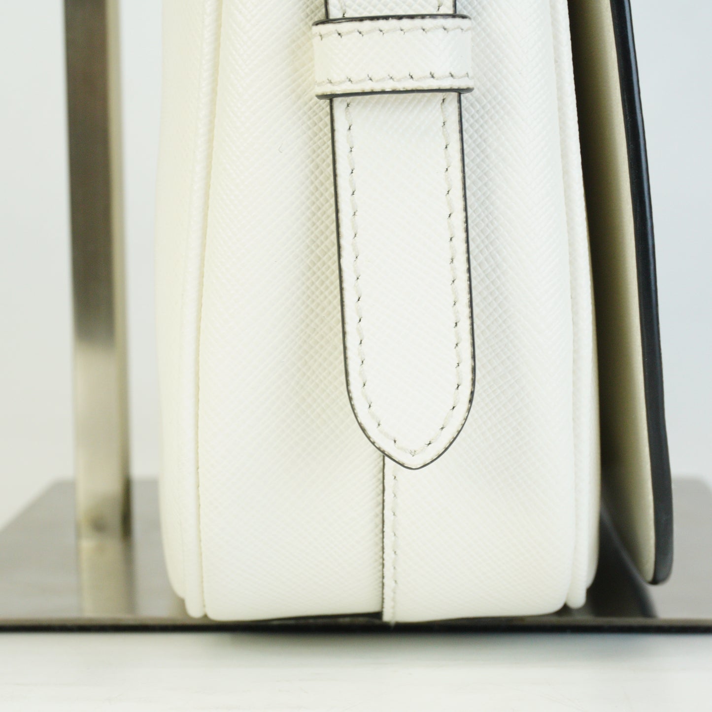 Prada Pionnière Saddle Crossbody Small White GHW