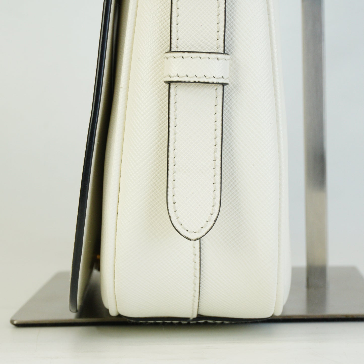 Prada Pionnière Saddle Crossbody Small White GHW