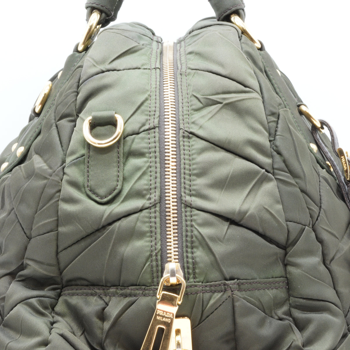 Prada	Tessuto Nylon Large Bauletto Olive Green GHW