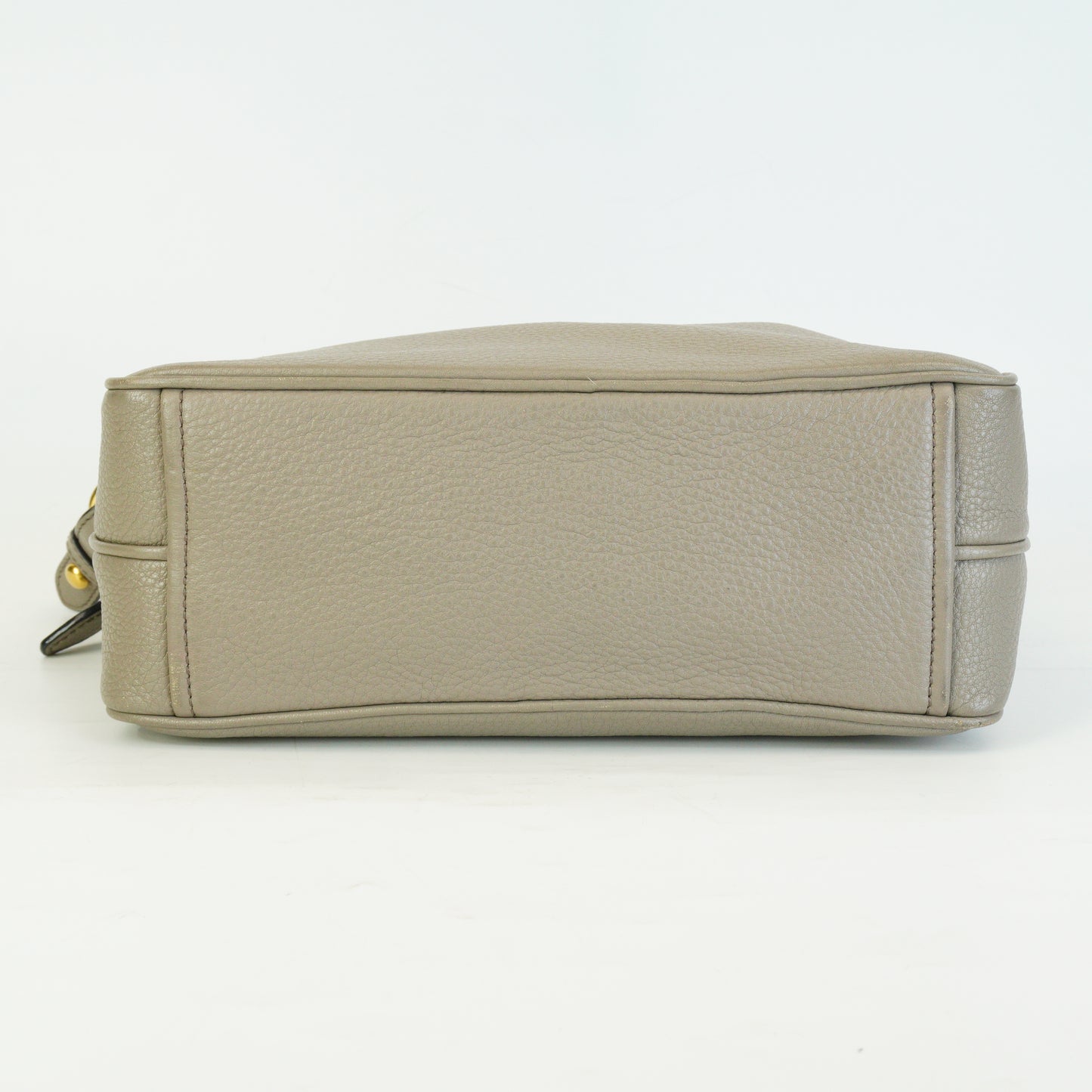 Prada Vitello Phenix Double Zip Camera Crossbody Medium Greyish Beige GHW