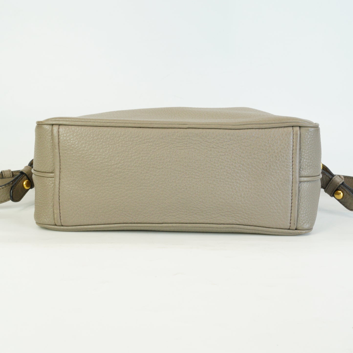 Prada Vitello Phenix Double Zip Camera Crossbody Medium Greyish Beige GHW