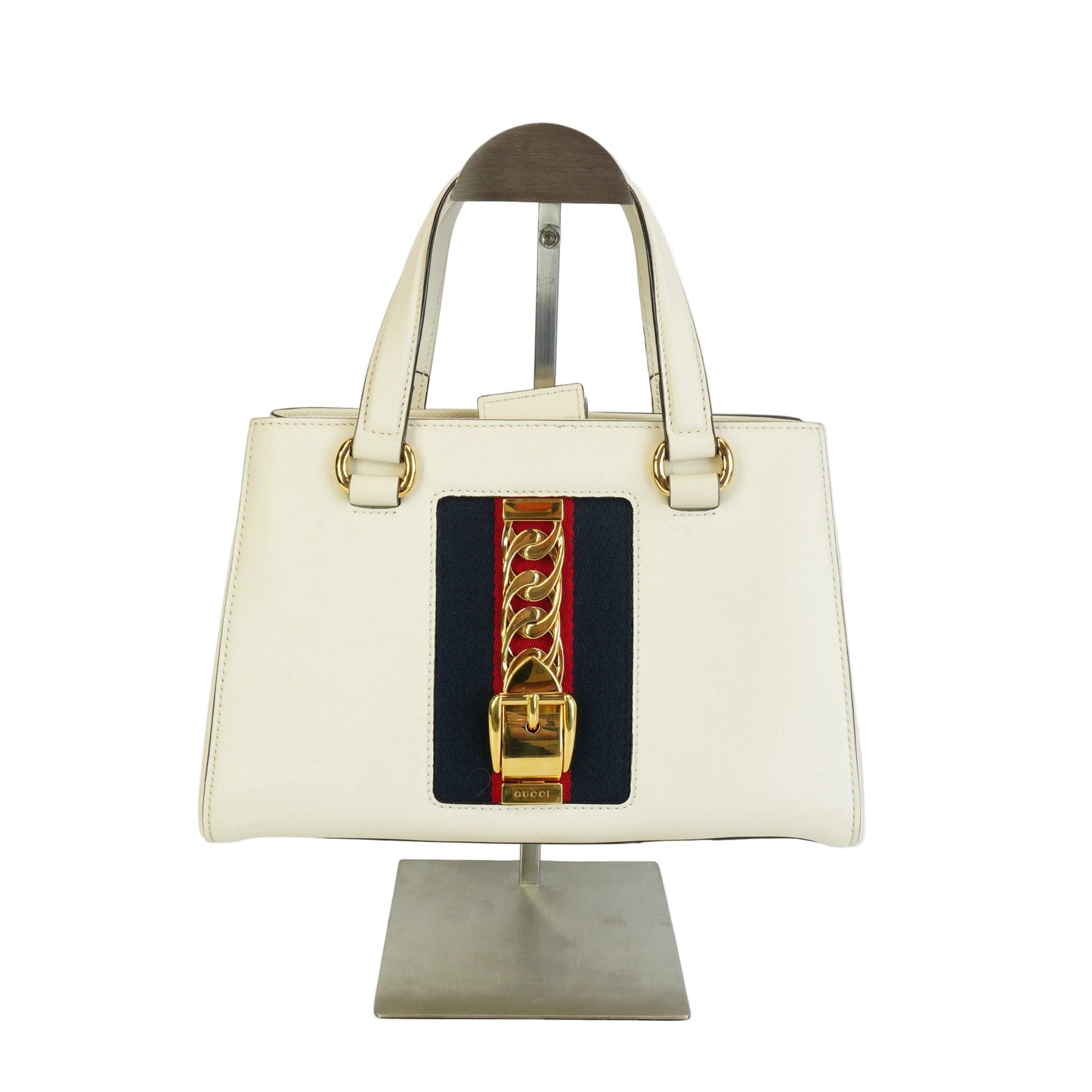 Gucci  Sylvie Small Top Handle Tote White GHW