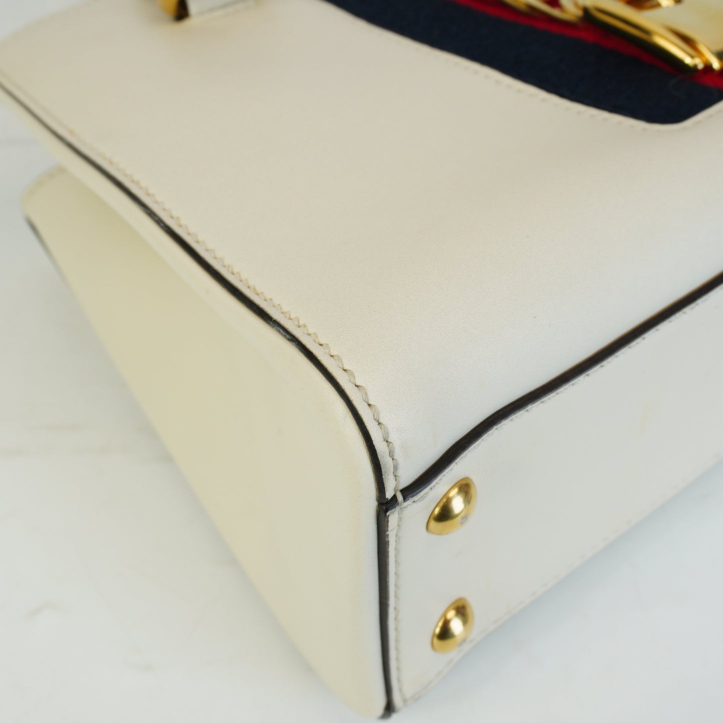 Gucci  Sylvie Small Top Handle Tote White GHW