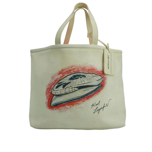 Chanel White Canvas Karl Largerfeld Mobile Art Tote SHW