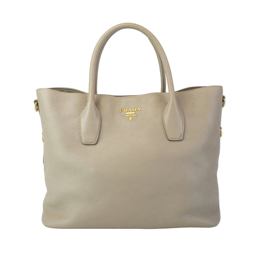 Prada  Vitello Daino Tote Beige Bag