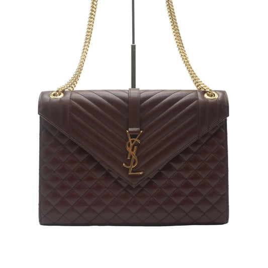 YSL	Envelope Burgundy Medium GHW