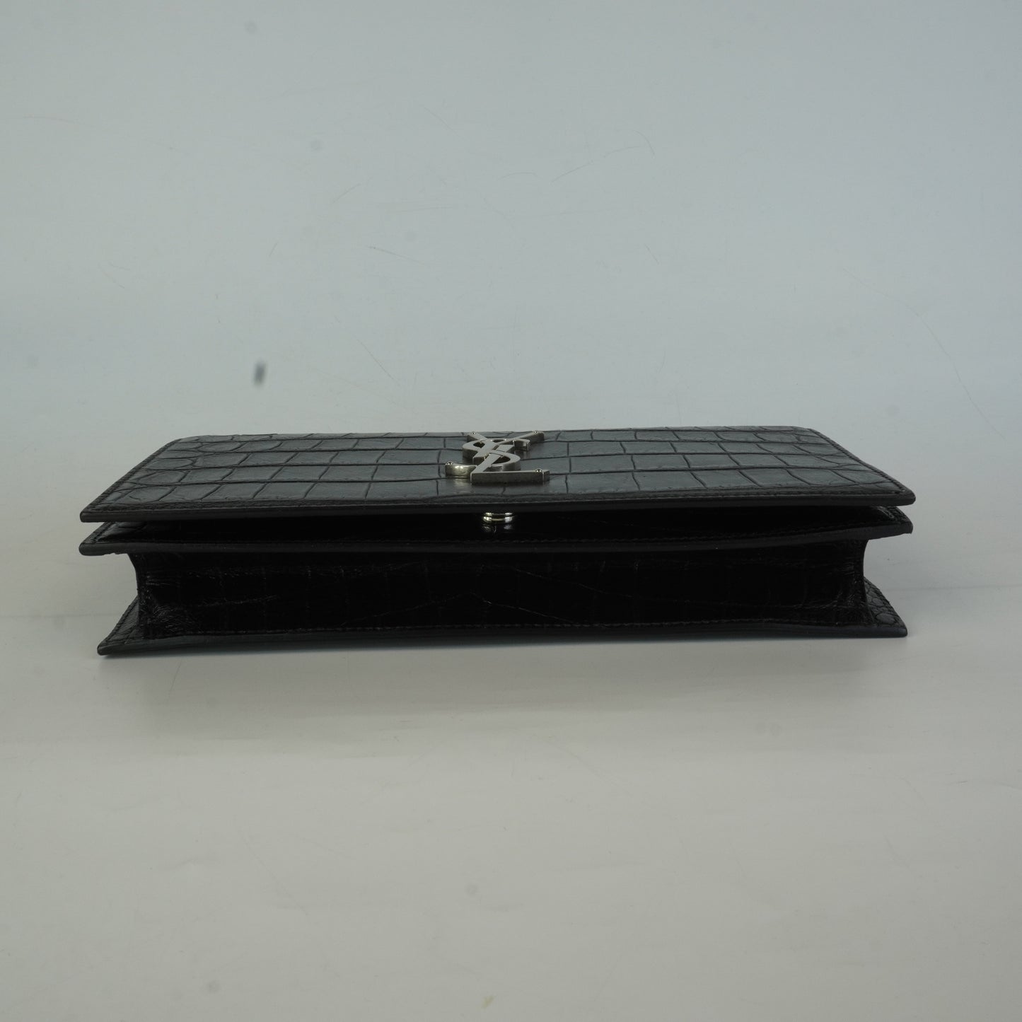 YSL	Croc-Embossed Clutch Black