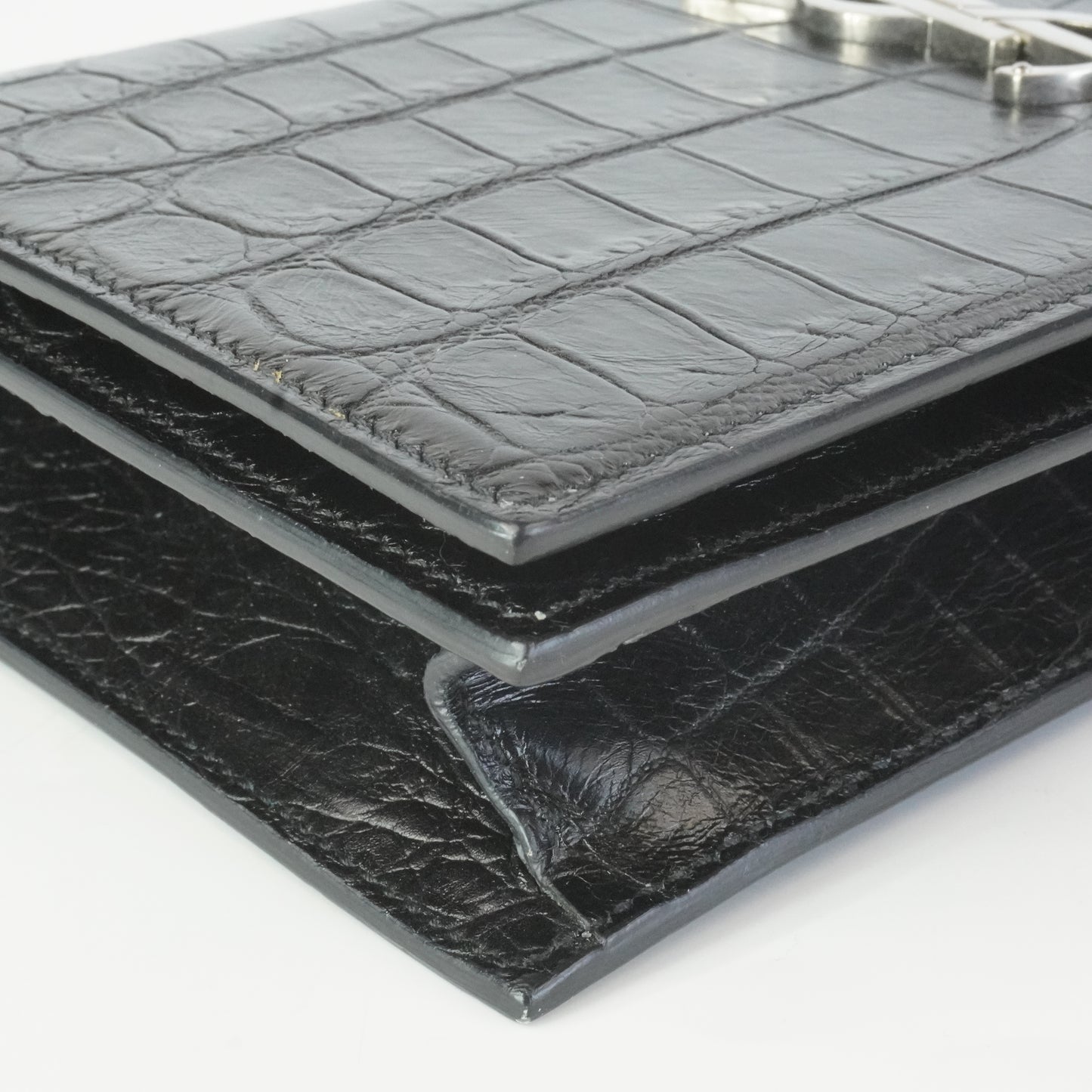 YSL	Croc-Embossed Clutch Black