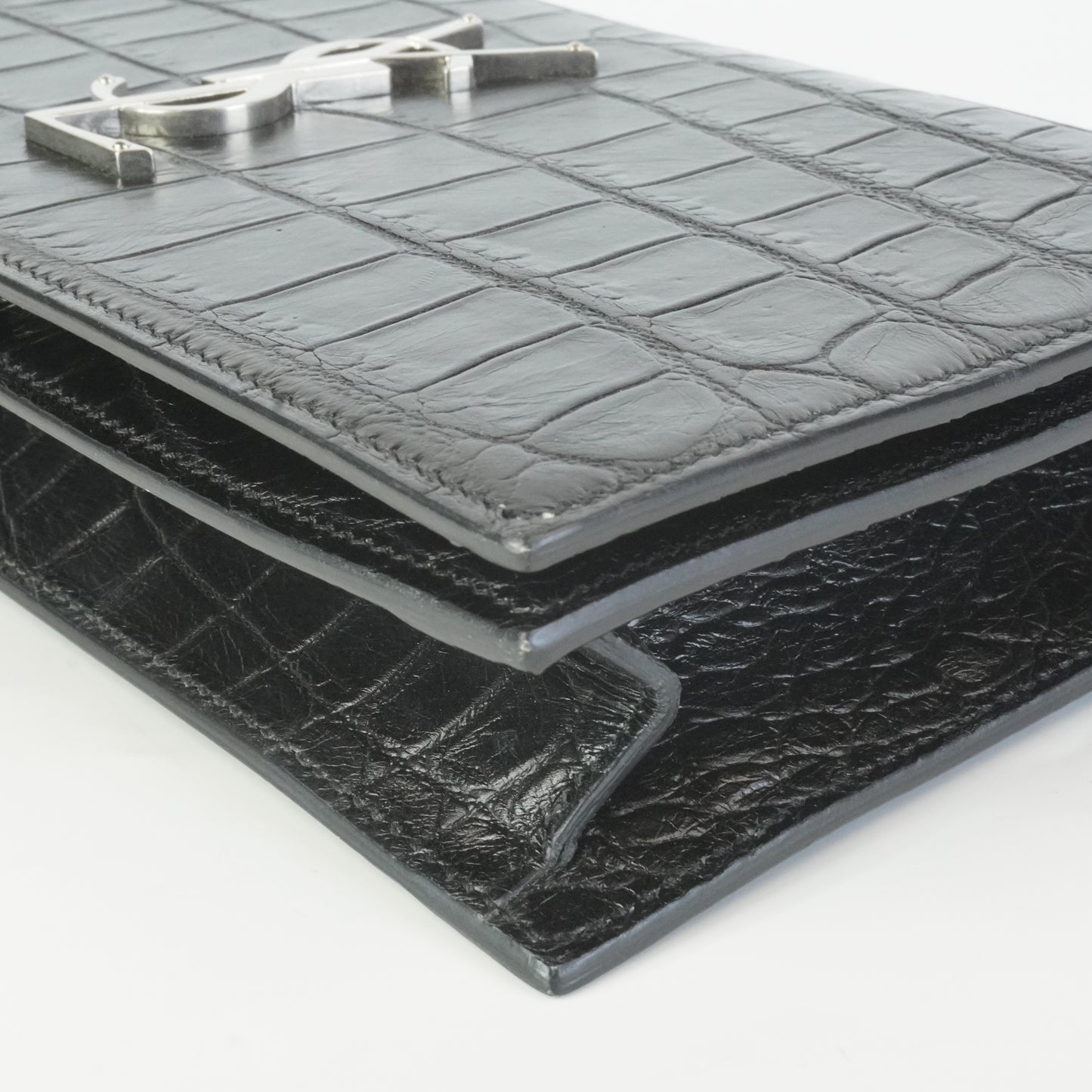 YSL	Croc-Embossed Clutch Black