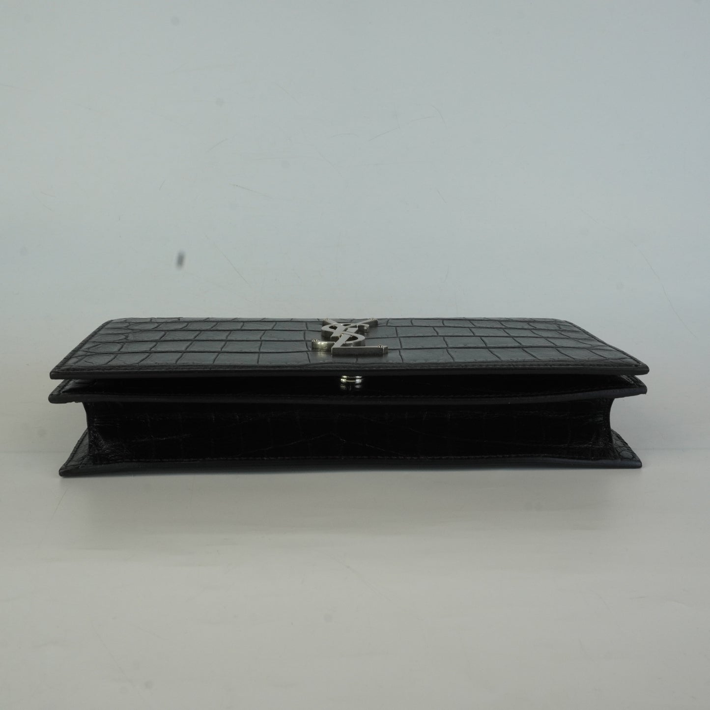 YSL	Croc-Embossed Clutch Black
