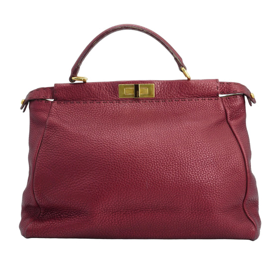 Fendi Peekaboo Metallic Burgundy Large GHW
