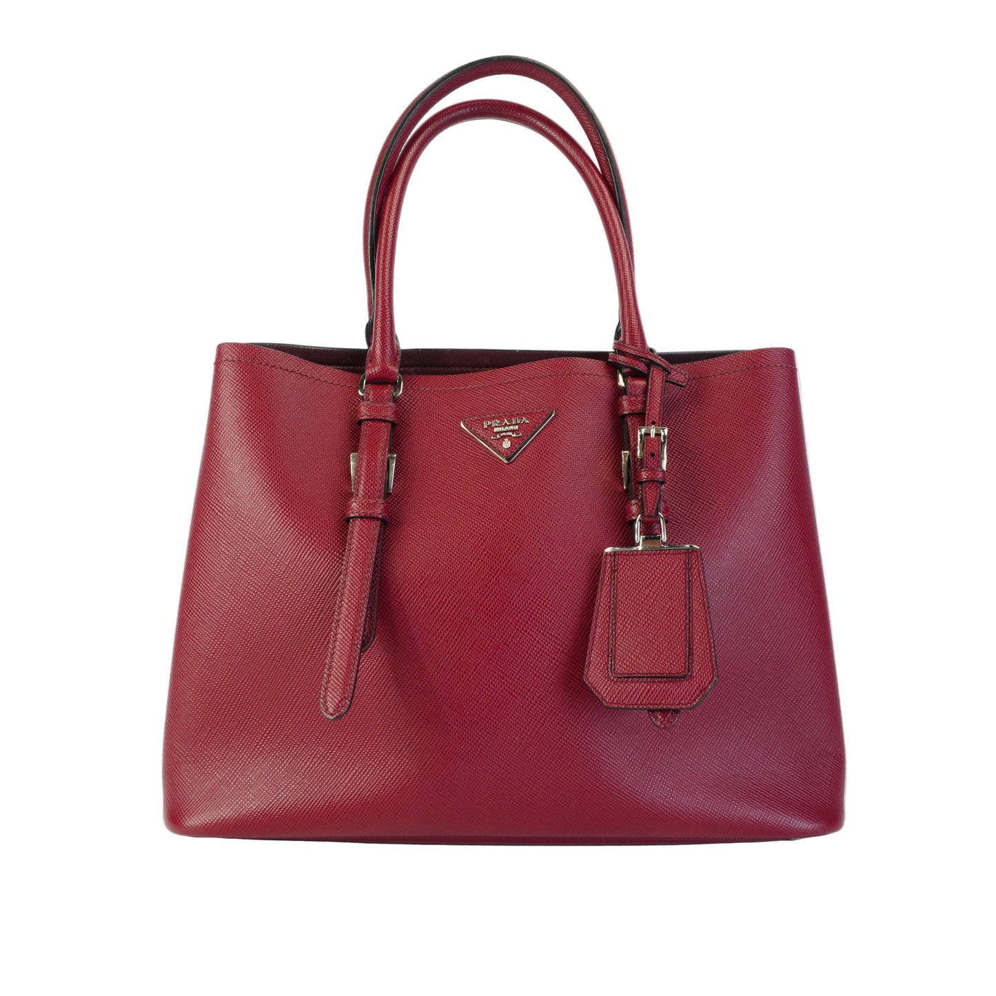 Prada	Saffiano Double Tote Large Burgundy SHW