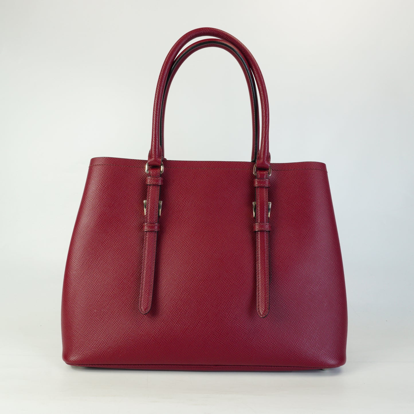 Prada	Saffiano Double Tote Large Burgundy SHW