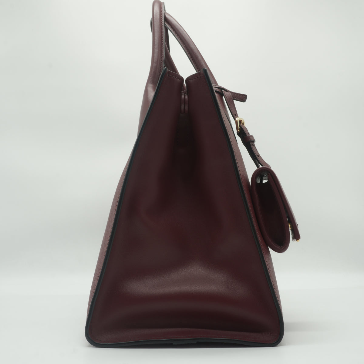 Prada	Saffiano Cuir Monochrome Medium Top Handle Burgundy GHW