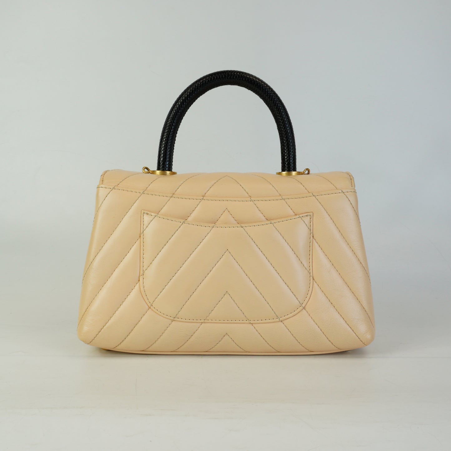 Chanel Chevron Coco Handle Small Beige GHW