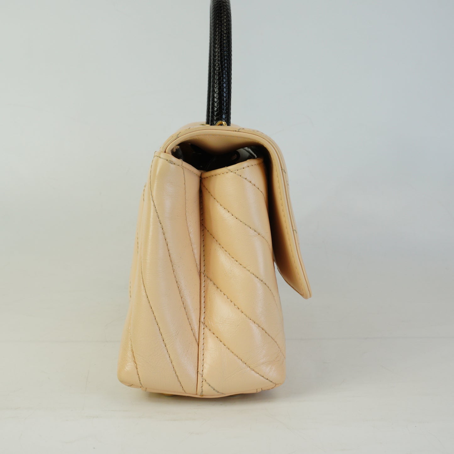 Chanel Chevron Coco Handle Small Beige GHW