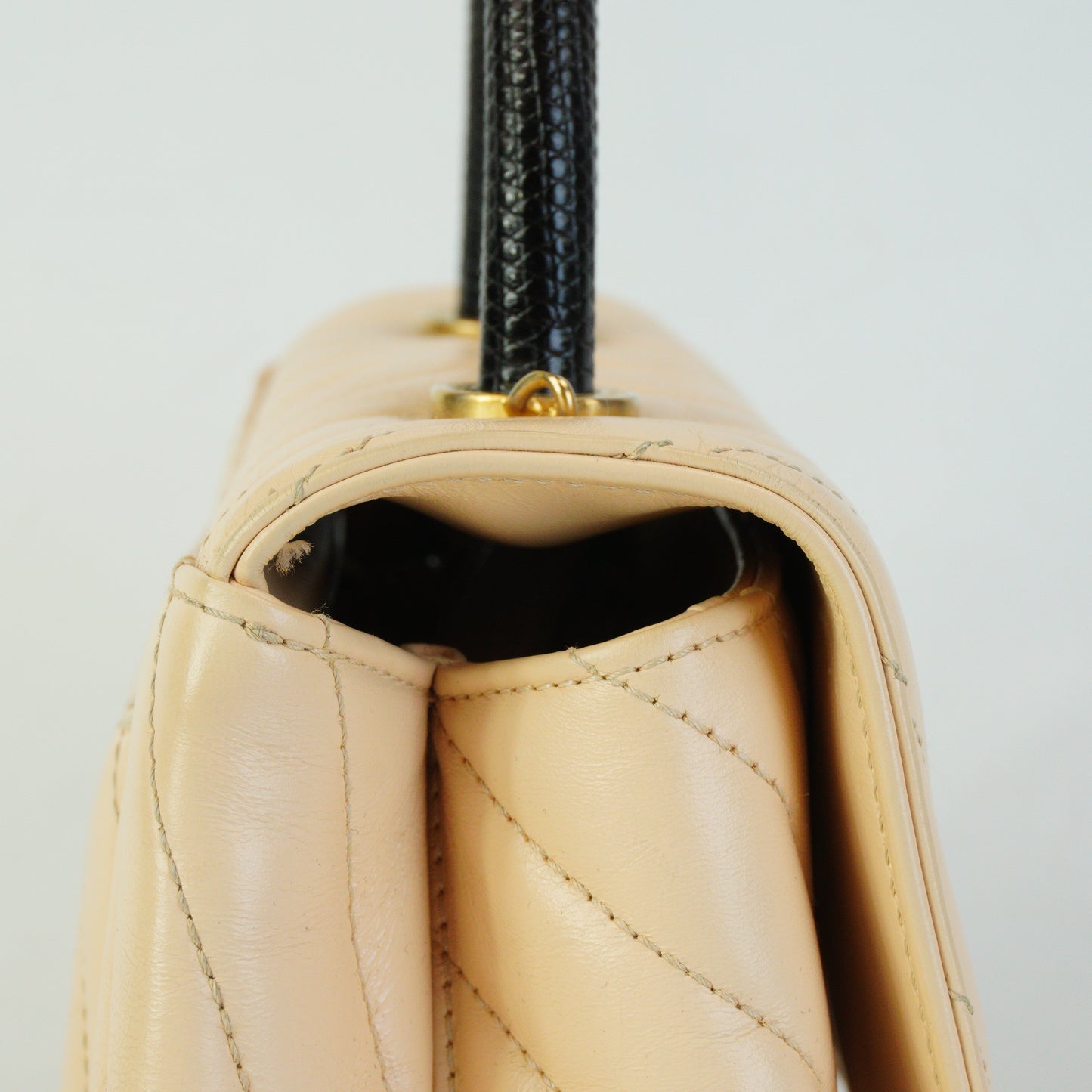 Chanel Chevron Coco Handle Small Beige GHW