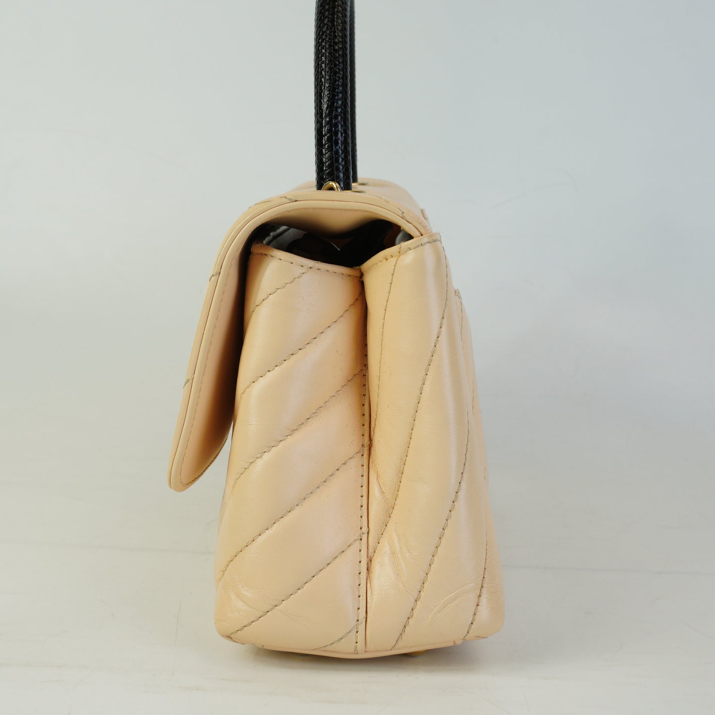 Chanel Chevron Coco Handle Small Beige GHW