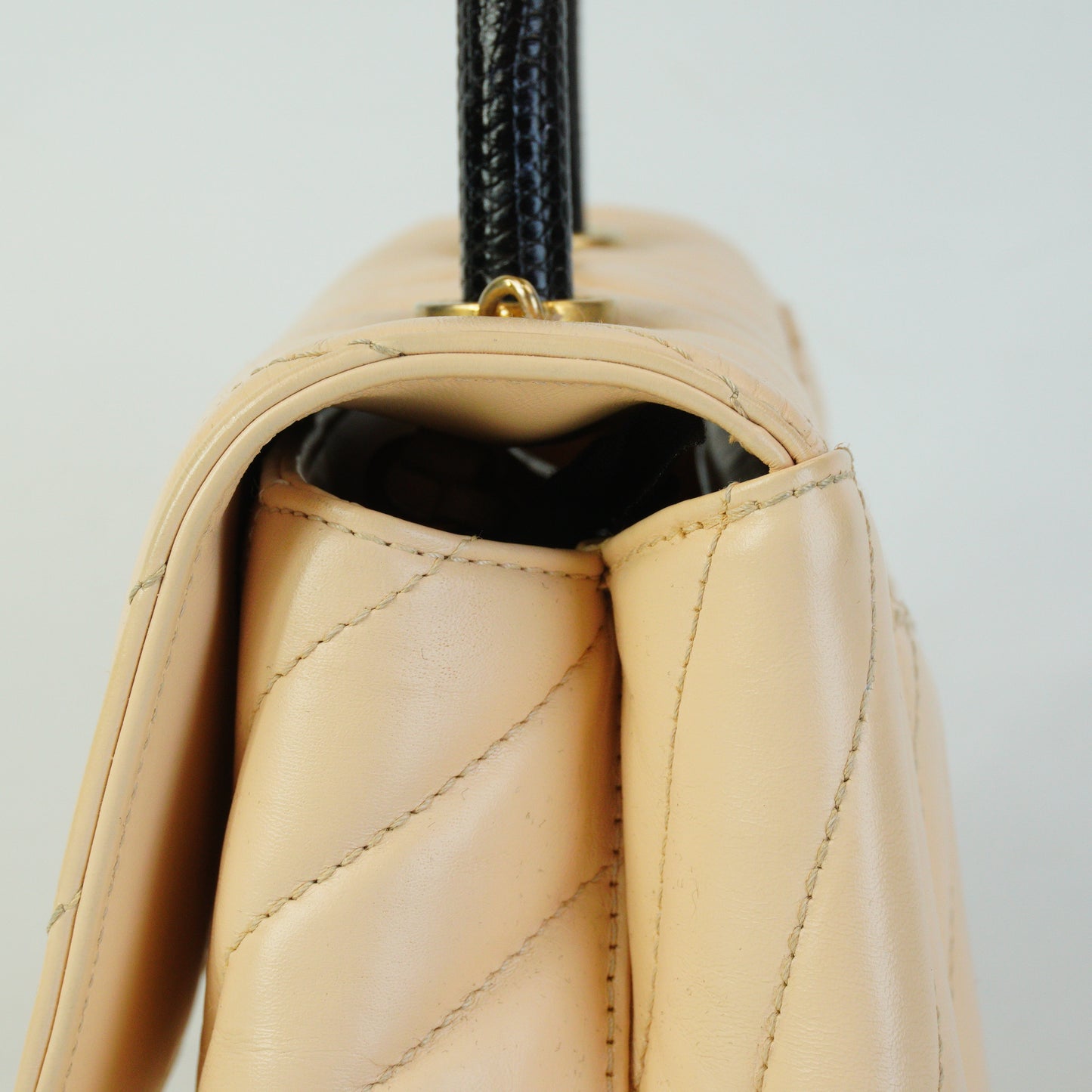 Chanel Chevron Coco Handle Small Beige GHW
