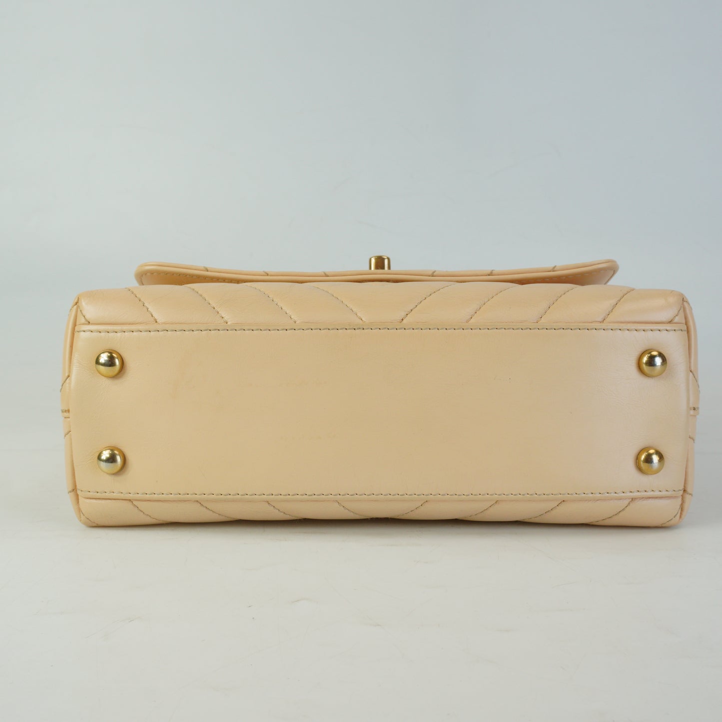 Chanel Chevron Coco Handle Small Beige GHW