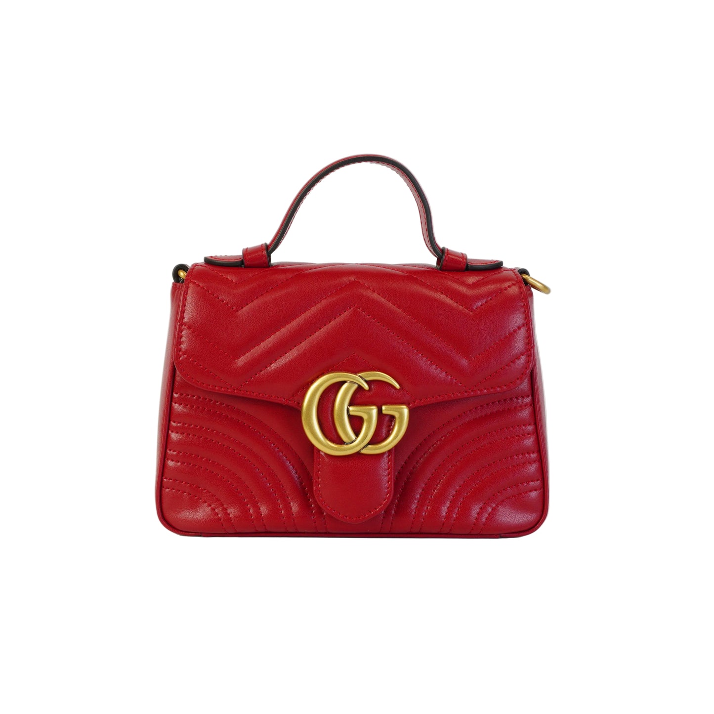 Gucci  GG Marmont Matelasse Mini Top Handle Red GHW