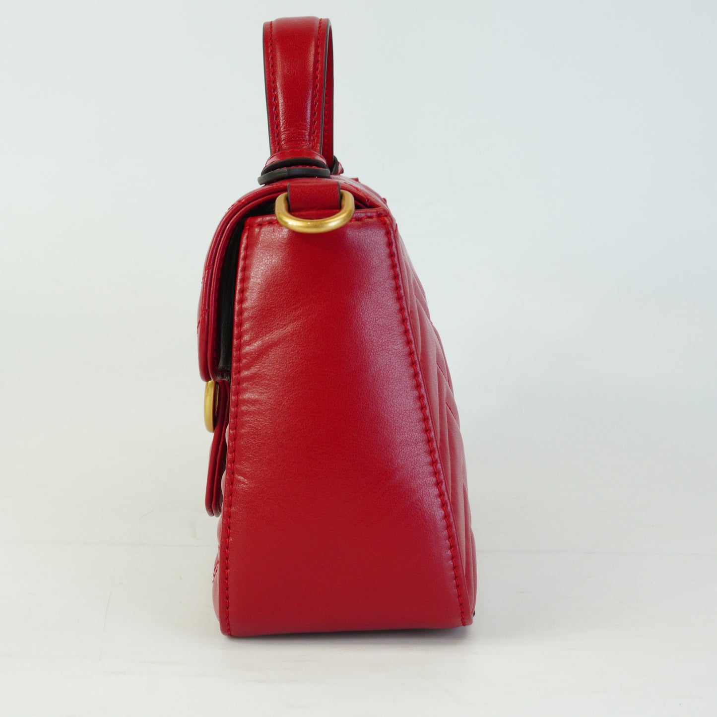 Gucci  GG Marmont Matelasse Mini Top Handle Red GHW