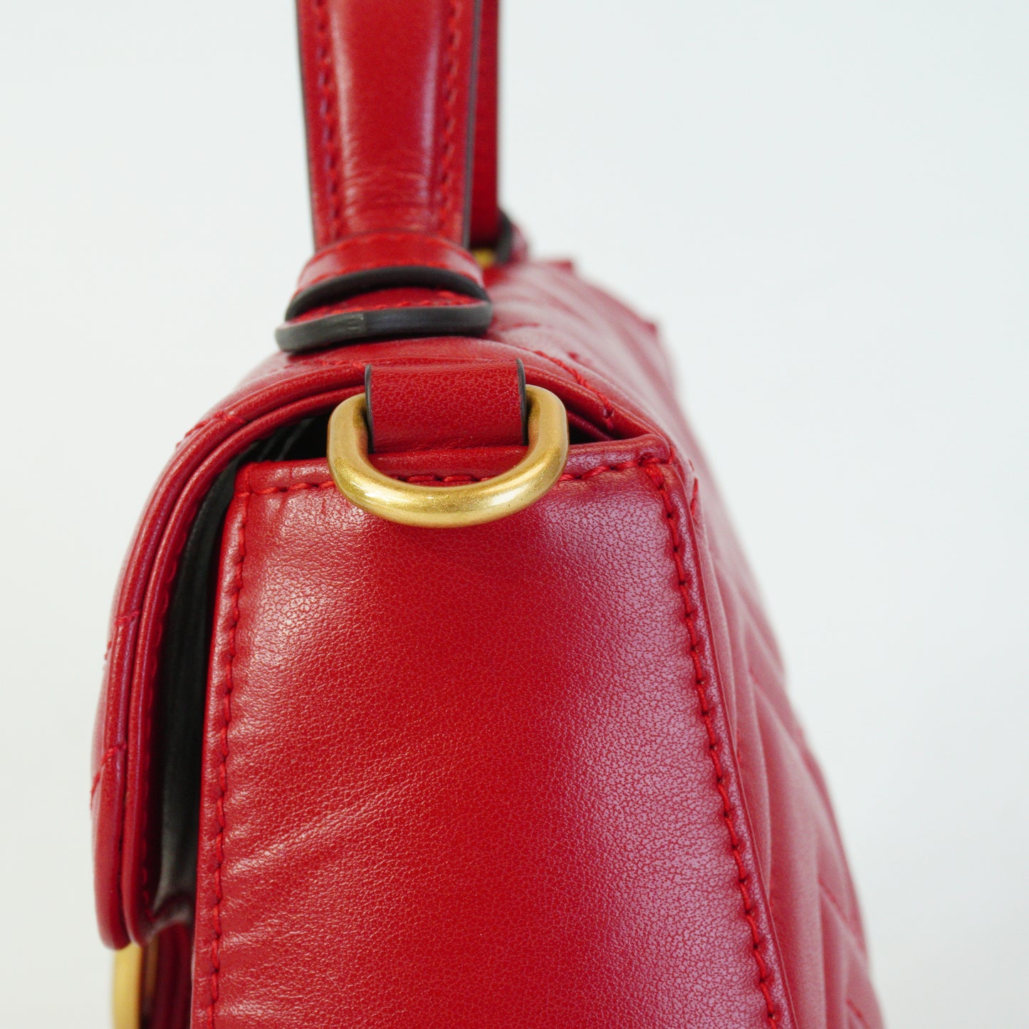 Gucci  GG Marmont Matelasse Mini Top Handle Red GHW