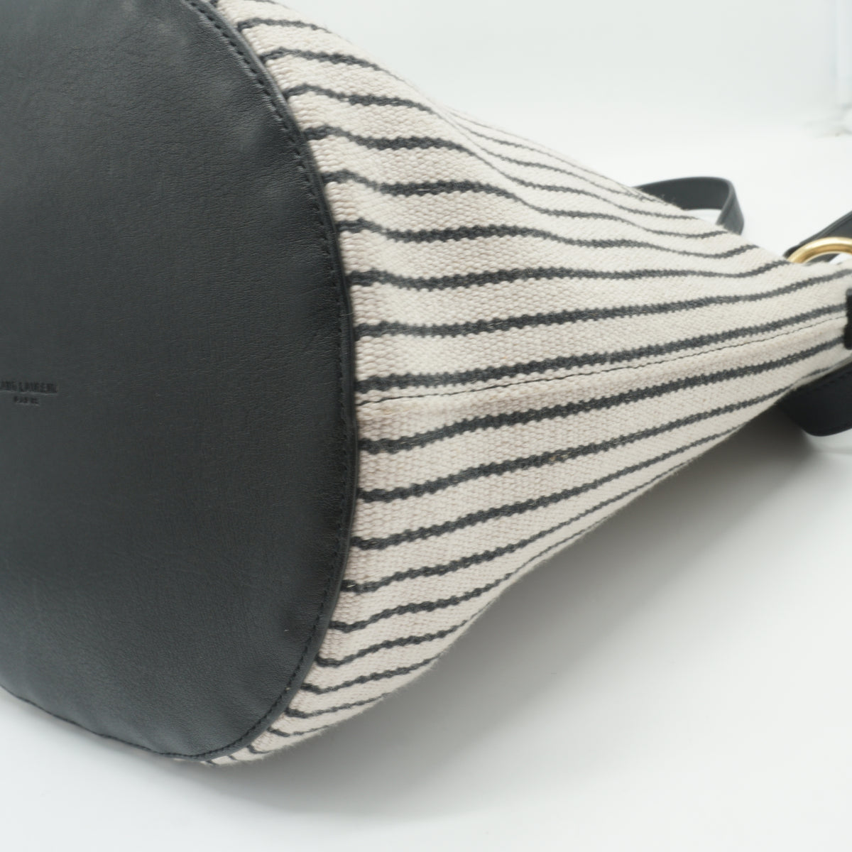 YSL	Rive Gauche Small Tripped Canvas Bucket Bag GHW