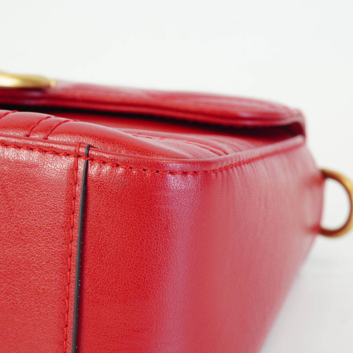 Gucci  GG Marmont Matelasse Mini Top Handle Red GHW