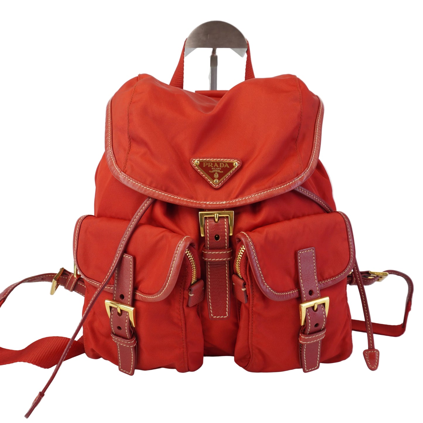 Prada  Tessuto Nylon Backpack Red