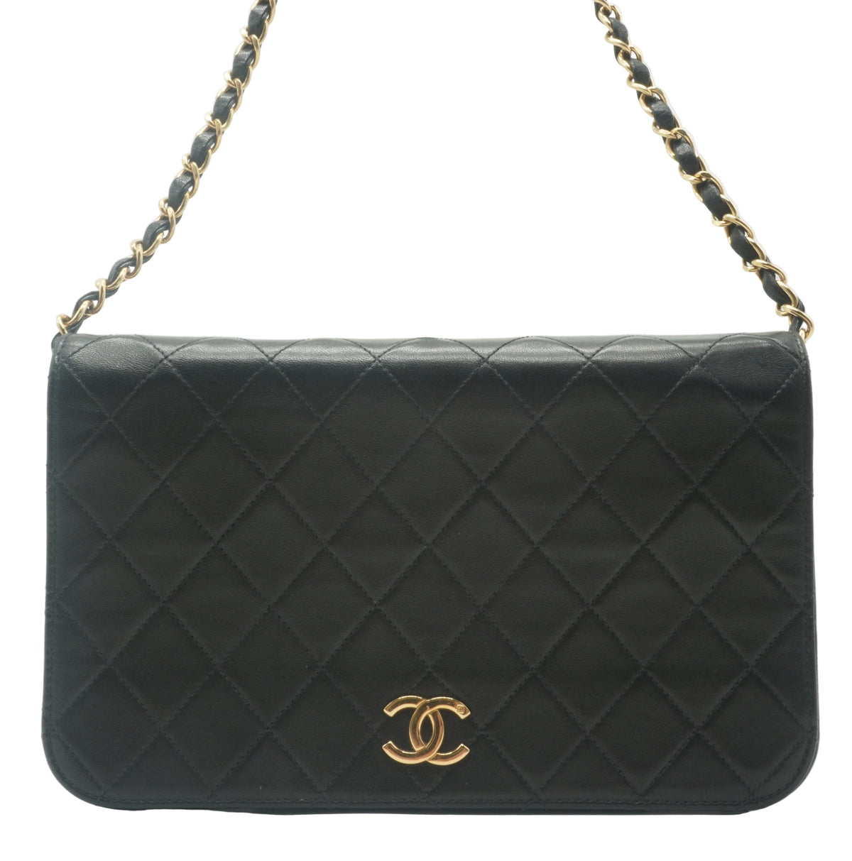 Chanel	Vintage Chanel Full Flap Bag small black GHW